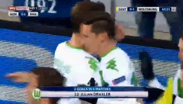 Julian Draxler 0-1 - Gent vs Wolfsburg - Champions League - 17.02.2016