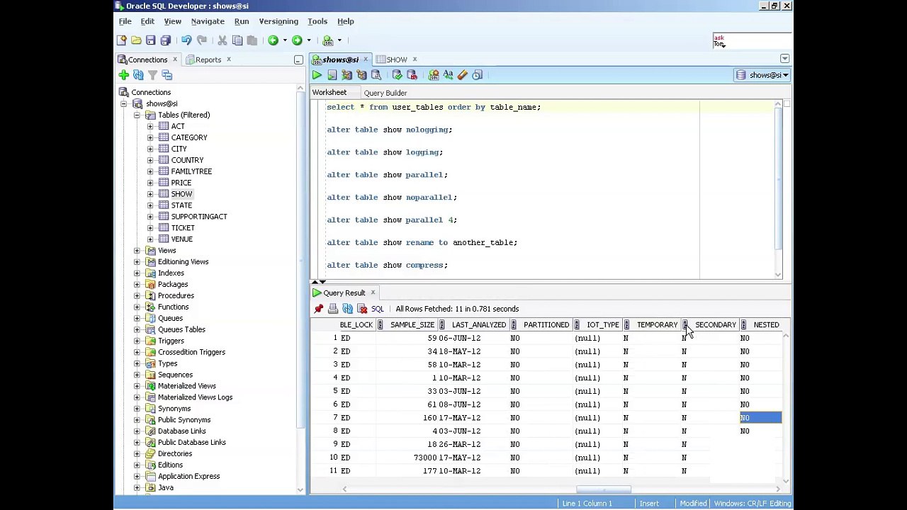 Oracle 11g Course - 05 - Changing Tables.