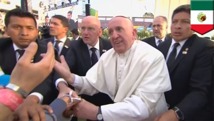 Pope loses cool on parishioner after nearly falling on child in wheelchair