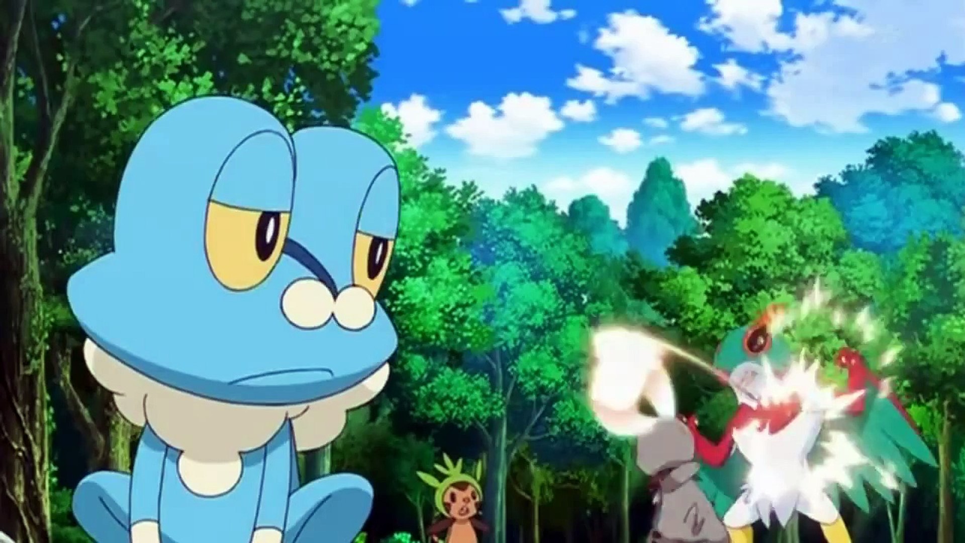 22 Pokemon X And Y Episode 38 Ash Froakie Hawlucha Vs Chespin Bunnelby