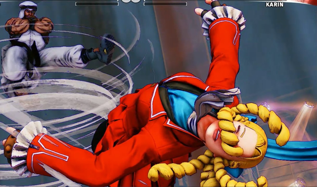 super street fighter 5 V (Ryona),Rashid super attack mortal on Karin,slow motion