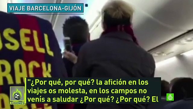 Bronca entre aficionados y jugadores del Barcelona dentro del avión en el Viaje hacia Gijón