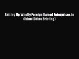 PDF Setting Up Wholly Foreign Owned Enterprises in China (China Briefing) Ebook