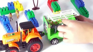 Tractor for children. Learn wild animals in English! Cartoons for babies 1 year