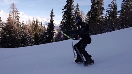 Le ski à quatre pattes, la technique insolite d'un skieur dans les Alpes