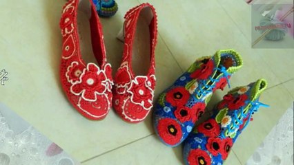 Красивая вязаная обувь. Beautiful crochet shoes.
