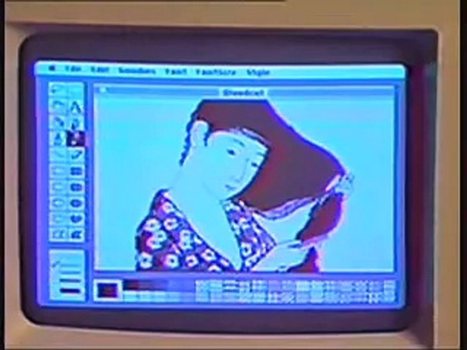 Steve Jobs presenting the first Mac in 1984