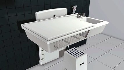 Table de change descendant au sol avec évier intégré