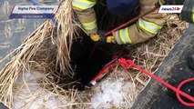 The Alpha Fire Company just returned from this confined space rescue of a dog