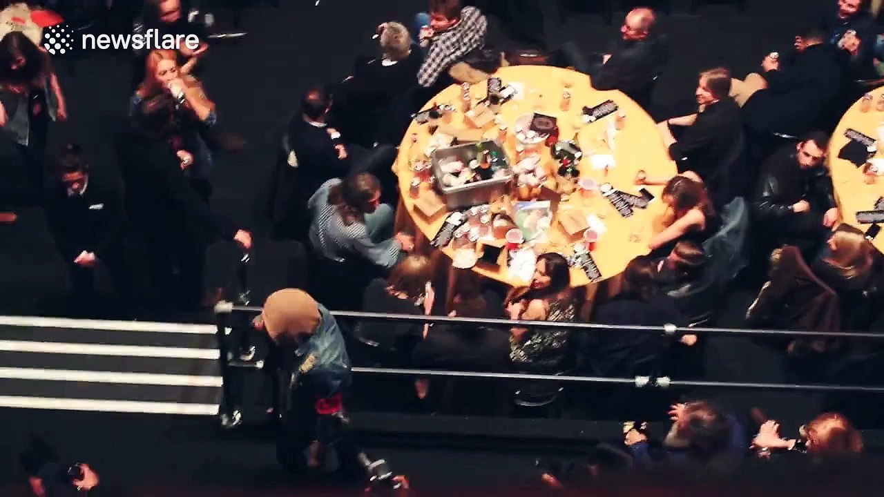 Moment Bring Me The Horizon 'trashed' Coldplay's table at NME awards