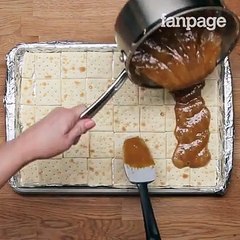 Mette i cracker in una teglia. Una ricetta deliziosa!