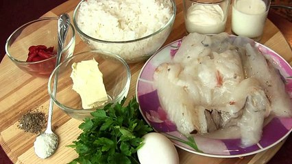 Запеканка с рисом и рыбой