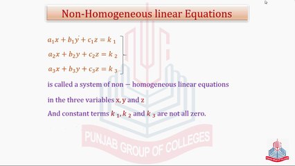 Non-Homogeneous Linear Equations , Trivial Solution & Non-Trivial Solution