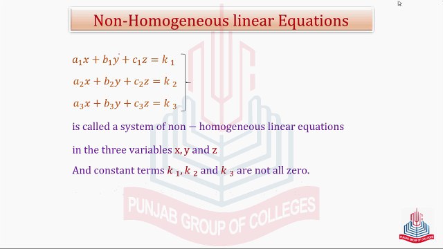 Non-Homogeneous Linear Equations , Trivial Solution & Non-Trivial Solution