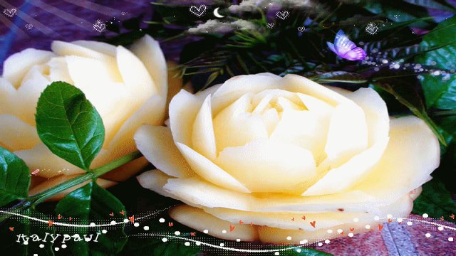 Art In Potato Flower Garnish - Vegetable Carving - Potato Roses Garnish (Italypaul)