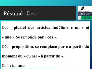 Des, dès et dais, distinguer ces homophones