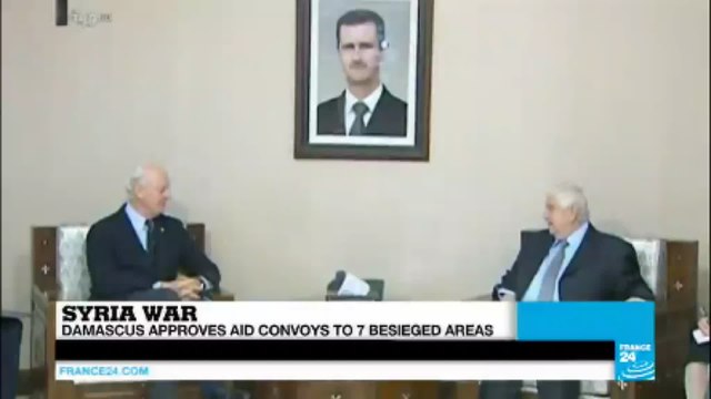02/17/2016 Syria: UN envoy de Mistura meets Assad's foreign minister to discuss humanitarian aid arrival and ceasefire