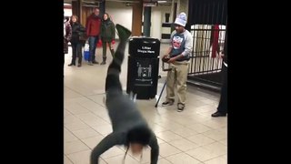 Handicap girl dancing with one leg