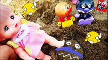 メルちゃん おもちゃアニメ 公園 砂遊び❤アンパンマンとバイキンマンおもちゃ❤おかあさんといっしょ♦ Toy Kids トイキッズ animation anpanman