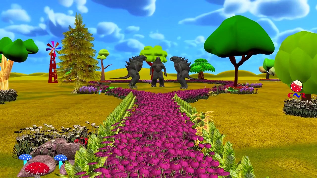 Godzilla Cartoon Dancing And Singing Ringa Ringa Roses Children Nursery Rhymes