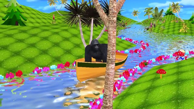 Dinosaurs King Kong Godzilla Cartoons Singing Row Row Row Your Boat Nursery Rhymes for Chi