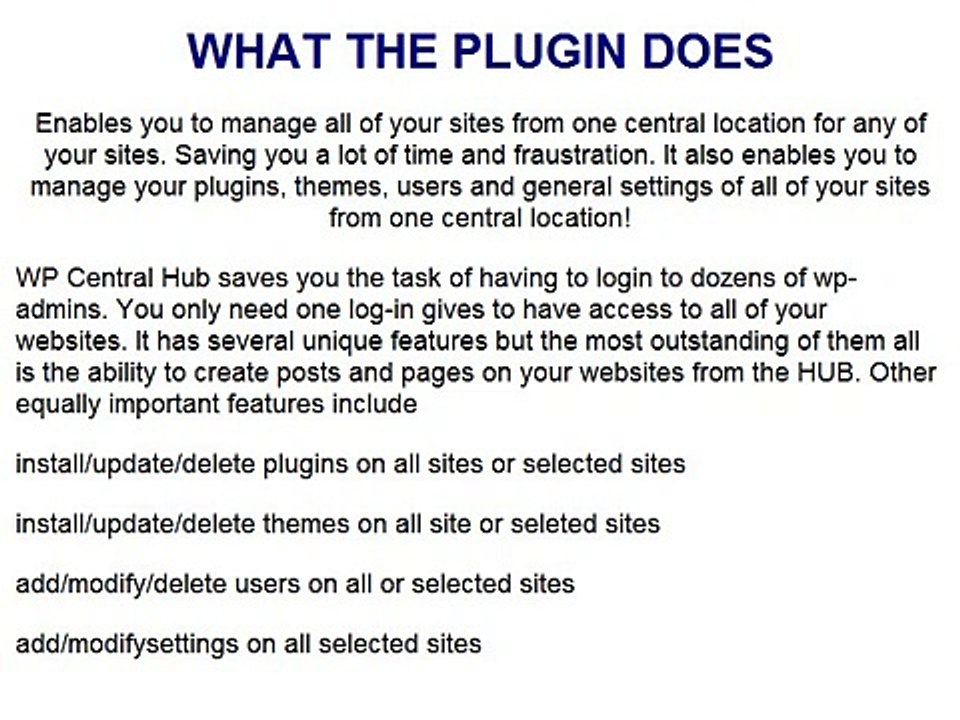 wp central hub-Manage all Your Sites from 1 Easy Location