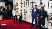 Justin Bieber and Jaxon Bieber arrive at the 58th GRAMMY Awards in Los Angeles