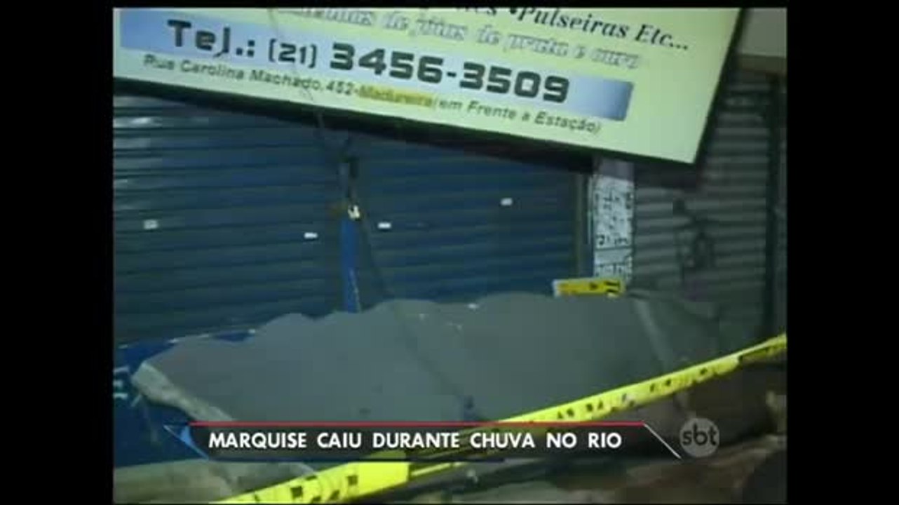 Marquise cai durante chuva no Rio de Janeiro