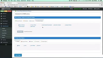 FCS Networker Saved, One Spun & Upload Articles Options