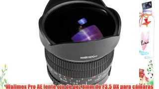 Walimex Pro AE lente ojo de pez 8mm de F35 DX para cámaras digitales Nikon (chip EXIF para