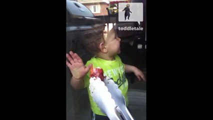 Toddler tries to eat food through window - Babies and Food - toddletale