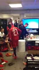 FC Midtjylland locker room dance after beating Man Utd 2-1