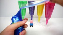 Learn Colors Clay Slime Surprise Toys Peppa Pig Disney Princess Stitch Snoopy Toystory