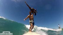 Что будет если совместить серфинг и акробатику- Incredible tandem surfing tricks!