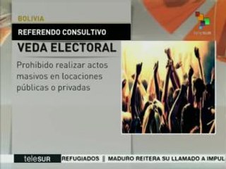 Bolivia: inicia veda electoral por referendo del domingo