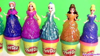 Download Video: Play Doh Sparkle Glitter Com Brilho Cintilante Brillante FROZEN Princess Elsa Anna Magic Clip Dolls