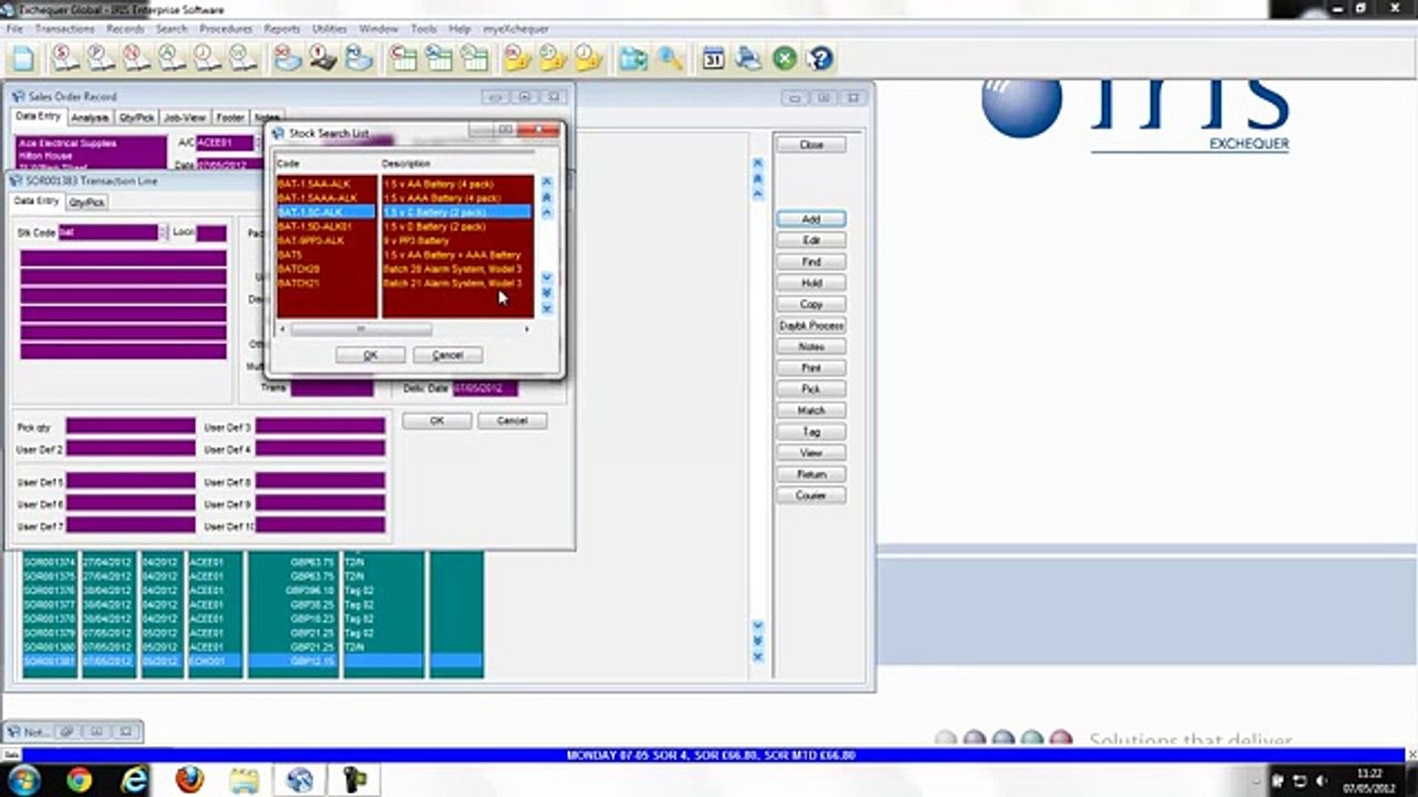 Exchequer Software - Infobar