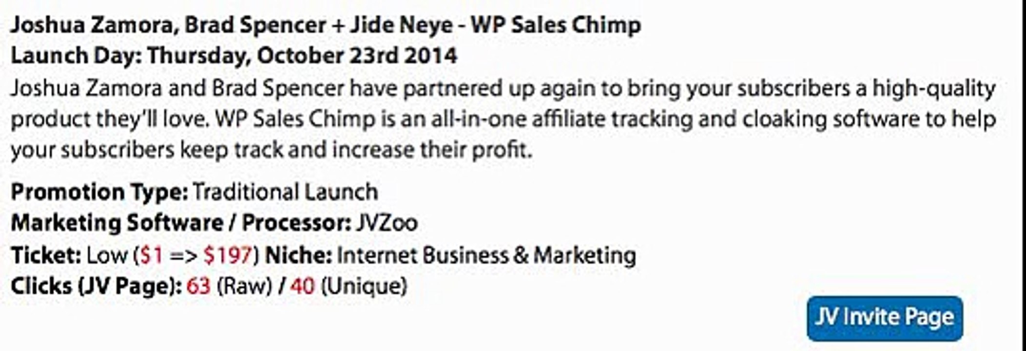 Joshua Zamora, Brad Spencer + Jide Neye - WP Sales Chimp Launch Affiliate Program JV Invite