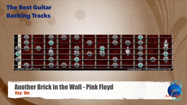 Another Brick in the Wall - Pink Floyd Guitar Backing Track with scale map _ Chart