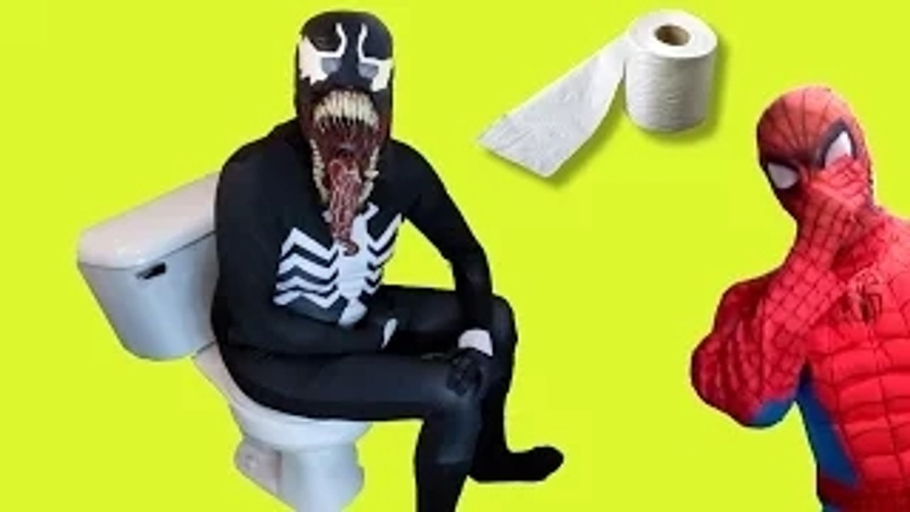 SPIDERMAN VS VENOM F4RTS! SUPERHERO FUN IN REAL LIFE MOVIE IRL Battle