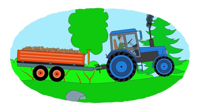 Мультик - Раскраска. Учим Цвета - Мультики про машинки - Тракторы - Часть 1