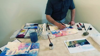 Aquarell-Malen beim Apero