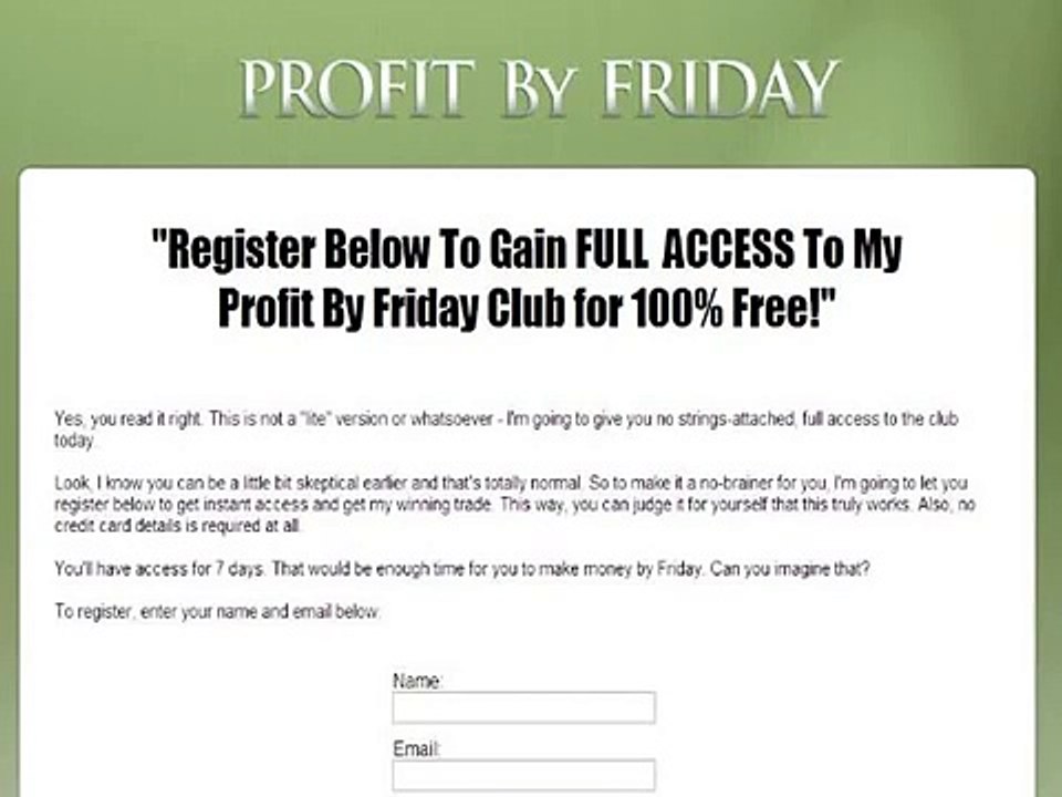 Profit By Friday Club: !!Gain FULL ACCESS for 100% Free!!