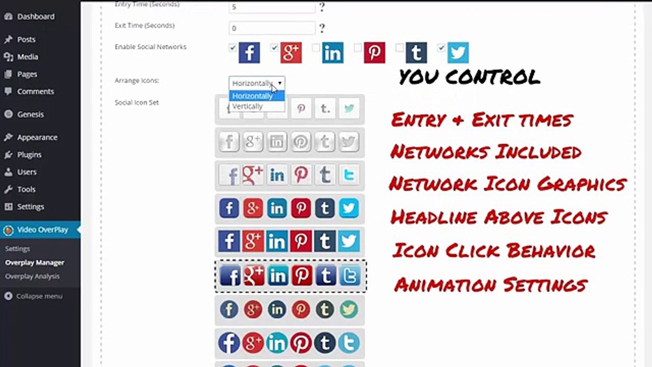Video Overplay Review of Social Buttons With Live Demo