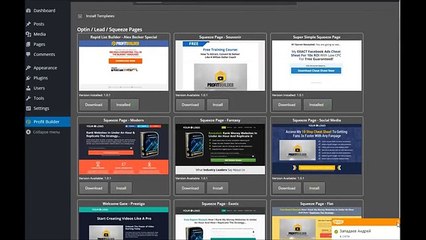 Создание страницы по готовым шаблонам в profit builder