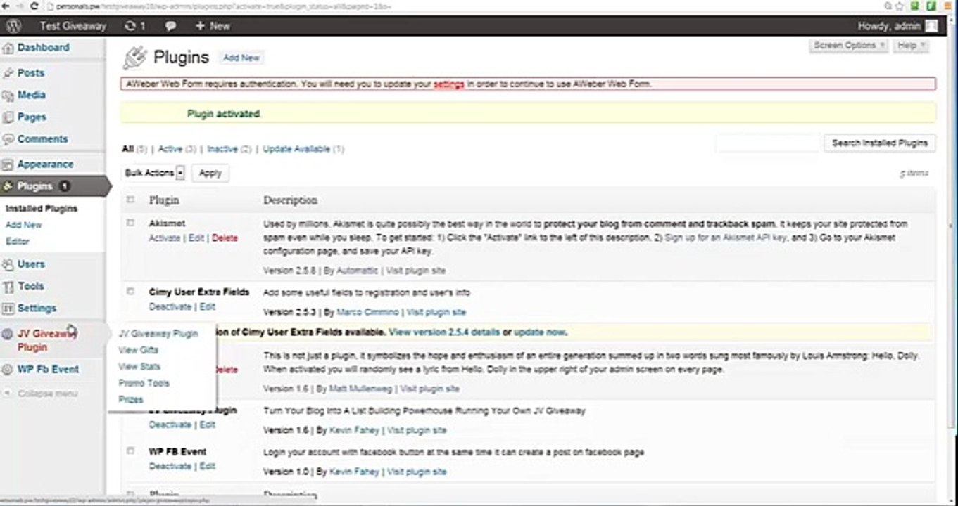 JV Giveaway Plugin - Add Members To Your Aweber List & Improve Your Signup Form