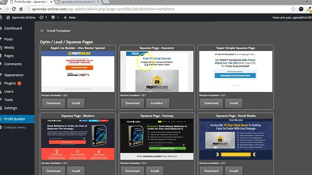 Criando Squeeze Page Com Video, Plugin WP Profit Builder, Para Wordpress