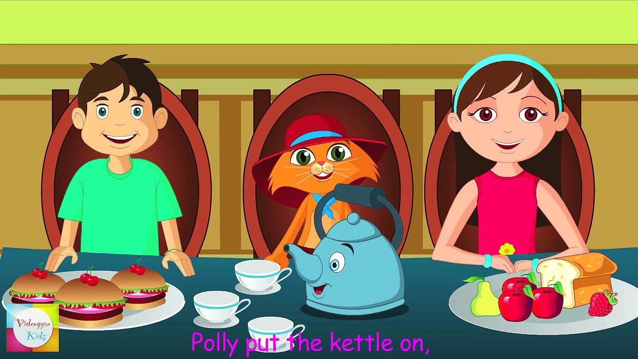 Polly Put The Kettle On Nursery Rhyme  Cartoon Animation Songs For Children