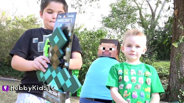 Worlds Biggest MINECRAFT Surprise Eggs! Steve + Creeper Toys, Family Fun by HobbyKidsTV