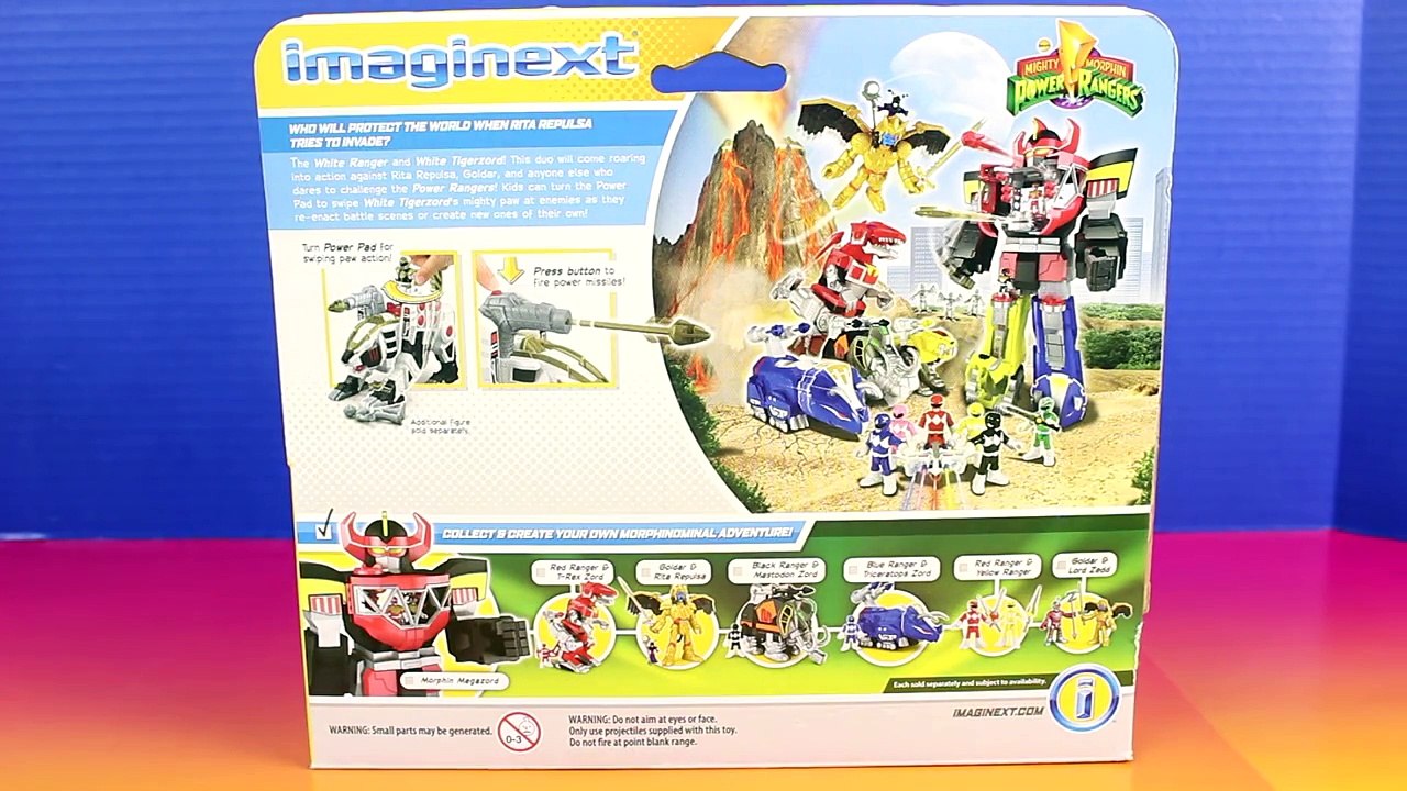Imaginext White Ranger & Tigerzord Rescue The Power Rangers From Rita Repulsa Goldar